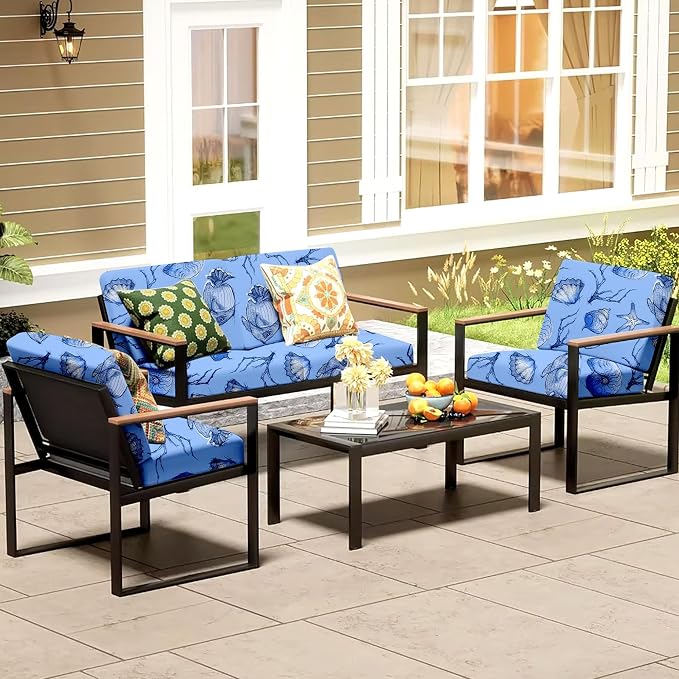 8Pcs Patio Cushion Covers, Outdoor Stretch Cushion Covers, Washable | Stretch