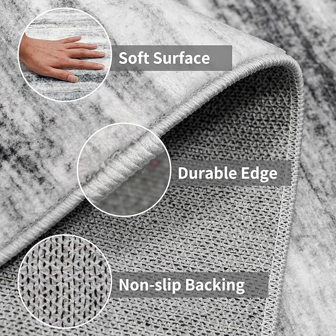 3x8 Washable Runner Rug for Family: Easy-to-Clean Runners for Hallway Entryway