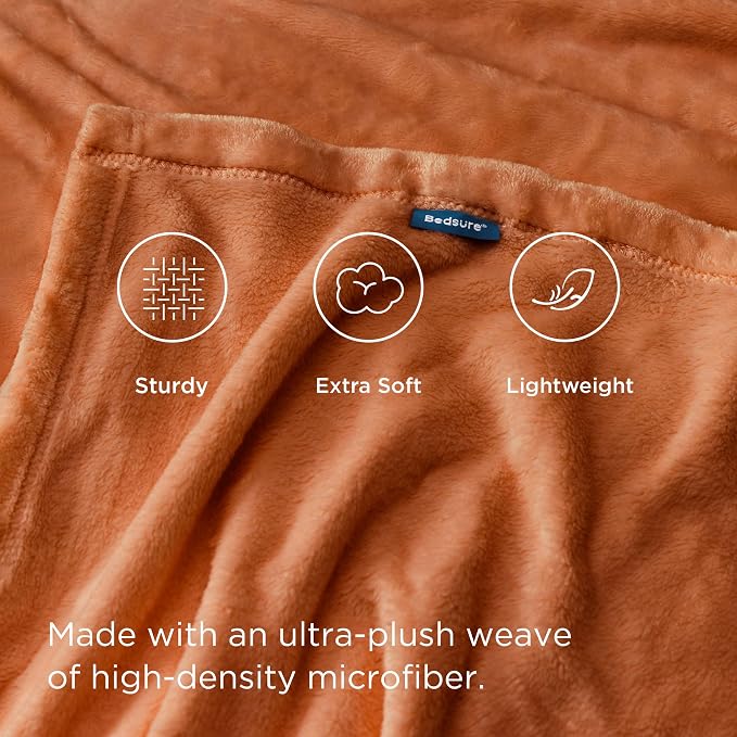 Bedsure GentleSoft Orange Fleece Blanket King Size