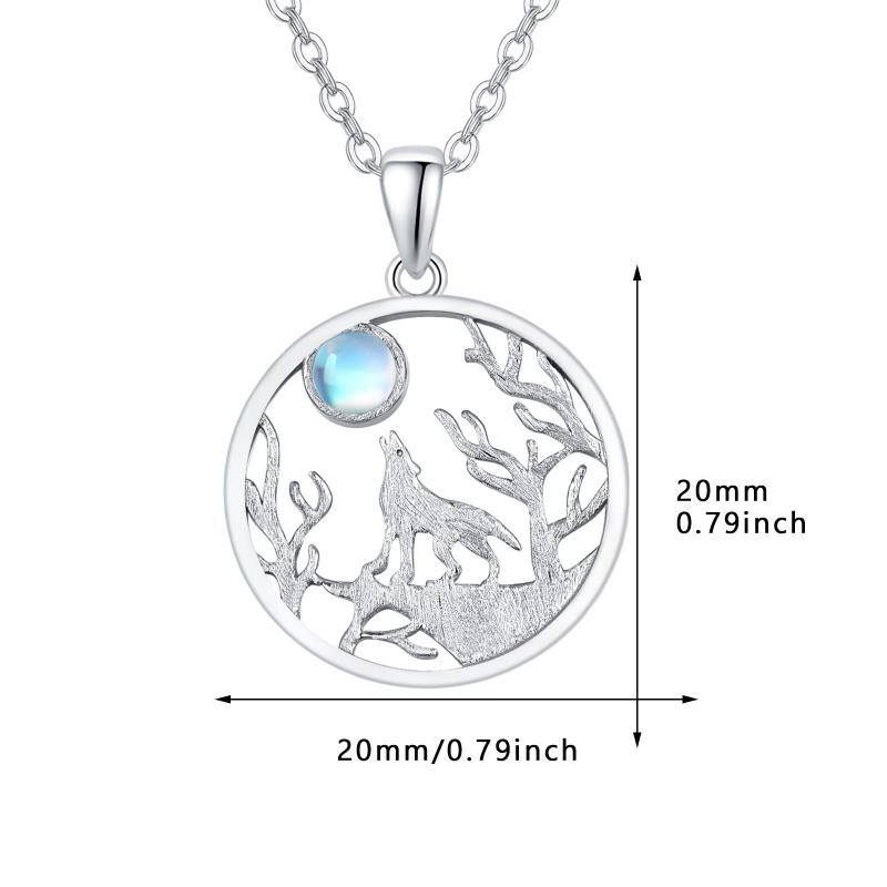 Wolf Necklace 925 Sterling Silver Forest Moon Wolf Necklace for Women Charm Animals Jewelry Gift