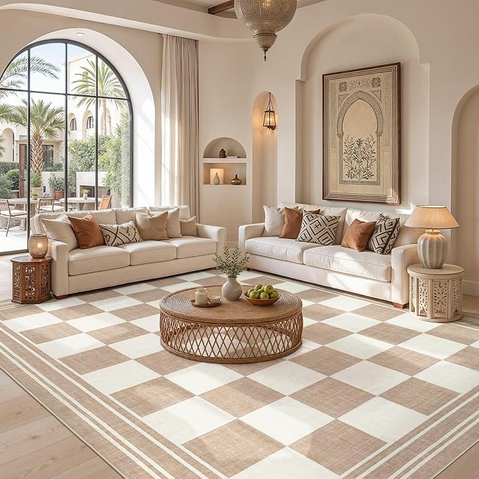 cotiled Boho 8x10 Area Rugs for Living Room: Large Moroccan Washable Rug |