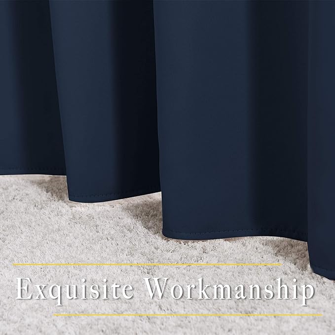 NICETOWN Navy Blue Blackout Curtains, Grommet Thermal Insulated Window Drapes