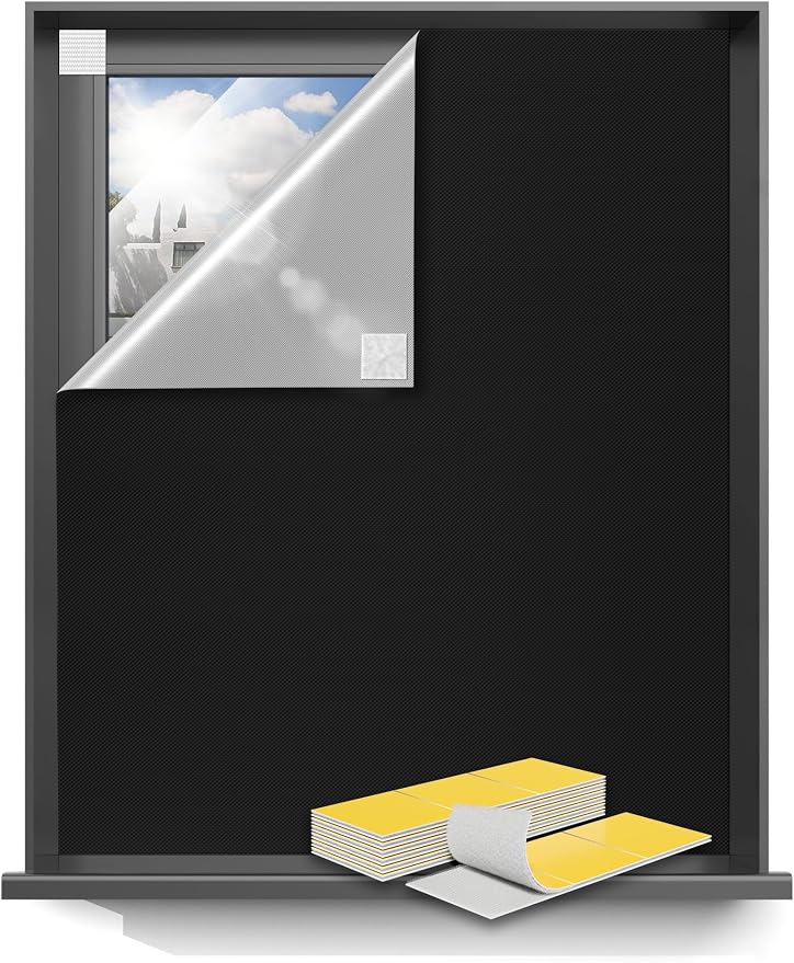 Blackout Curtains 24"x60" Portable No Drill Black Out Window Cover | 100%