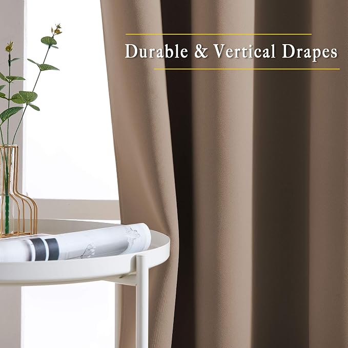 NICETOWN Cappuccino Blackout Bedroom Curtains 96 inches Long, Grommet Thermal
