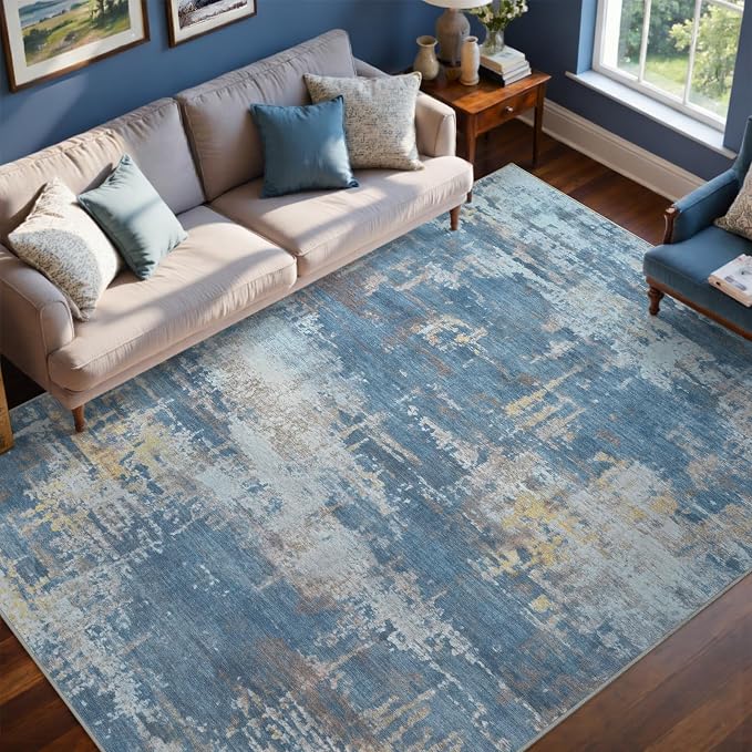 5x7 Ft Area Rugs for Living Room, Soft Non-Slip Washable Rugs Modern Abstract
