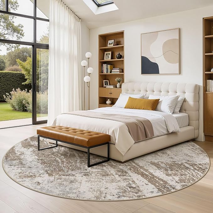 DMOYEST 8ft Round Washable Area Rug