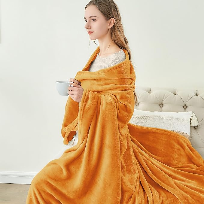 BEDELITE Fleece Blanket Soft Fall Twin Size Blanket Burnt Orange 60"x80" |