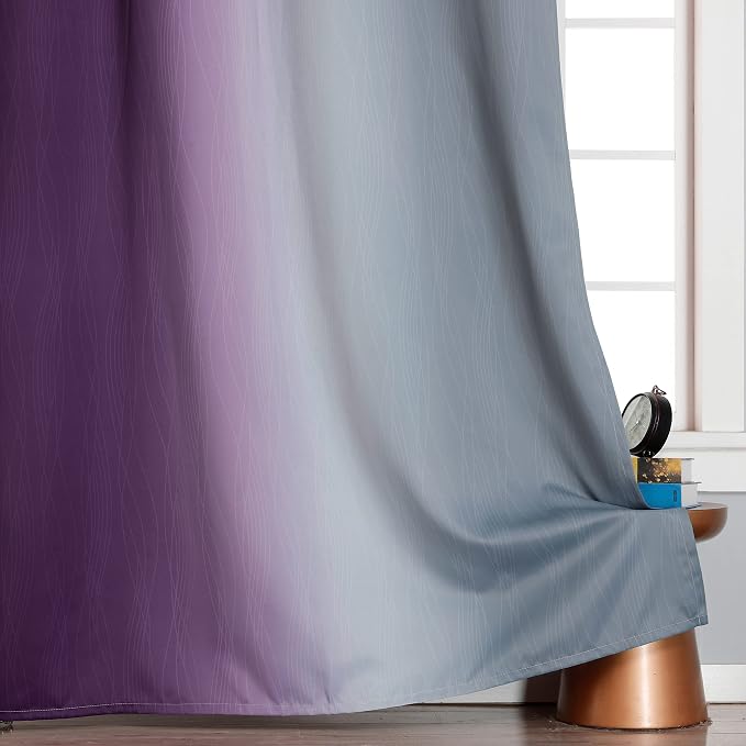 Purple and Grey Ombre Blackout Curtains