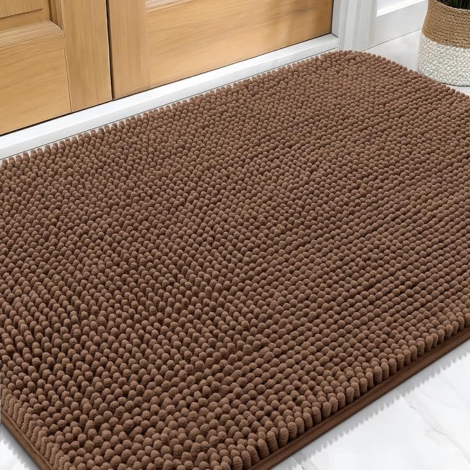 OLANLY Dog Door Mat for Muddy Paws 30x20, Super Absorbent Chenille Mud Mat |