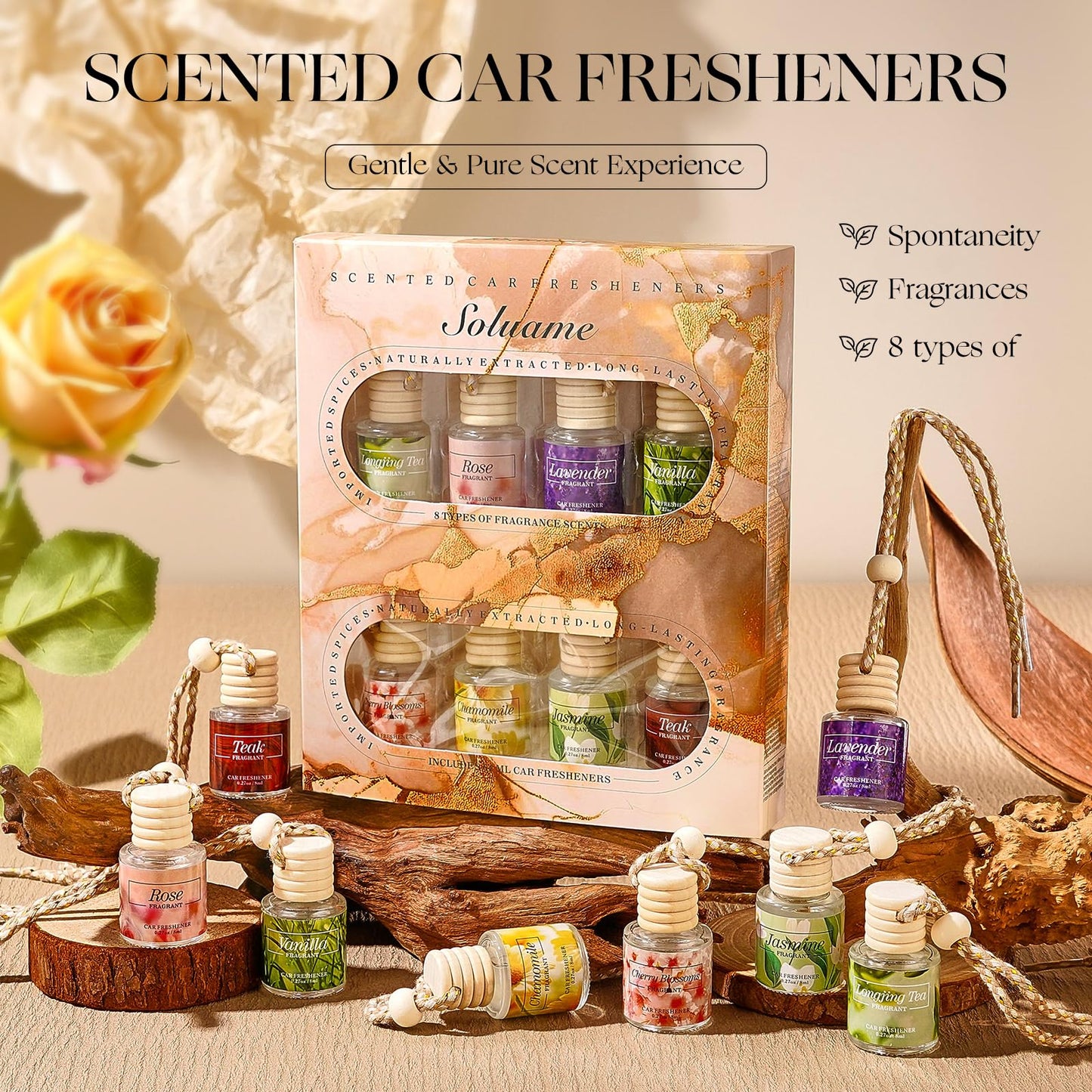 Car Air Freshener Diffuser, Hanging Car Scents Air Freshener, Car Fresheners Long Lasting, Essential Oil Diffuser, Fragrance Oil 8ml*12pcs