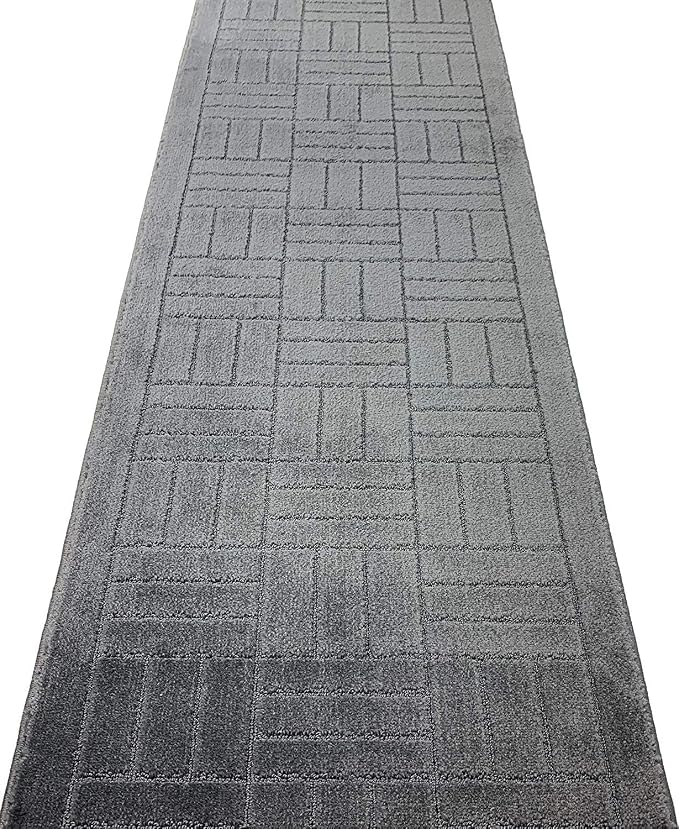 34 Ft Charcoal Extra Long Hallway Runner Rug, Non Slip Washable | Indoor Soft