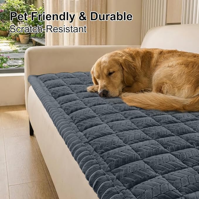 Smiry Couch Cover for Dogs, Non Slip Fuzzy Pet Sofa Covers Washable | Sofa
