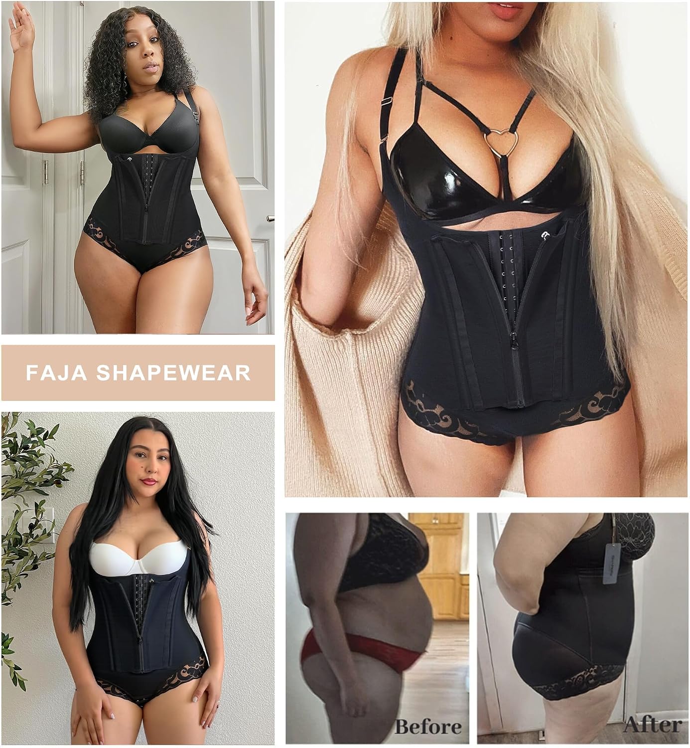 SHAPERX Women's Fajas Colombianas Tummy Control Shapewear Body Shaper with Steel Boned Support