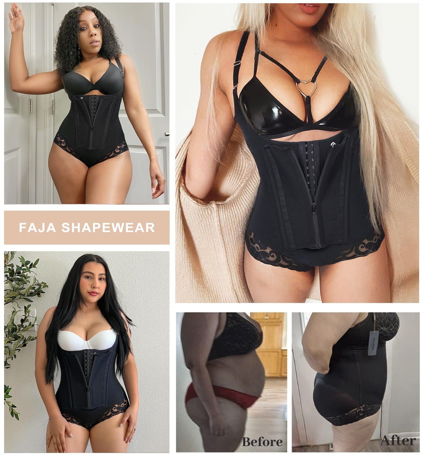 SHAPERX Women's Fajas Colombianas Tummy Control Shapewear Body Shaper with Steel Boned Support