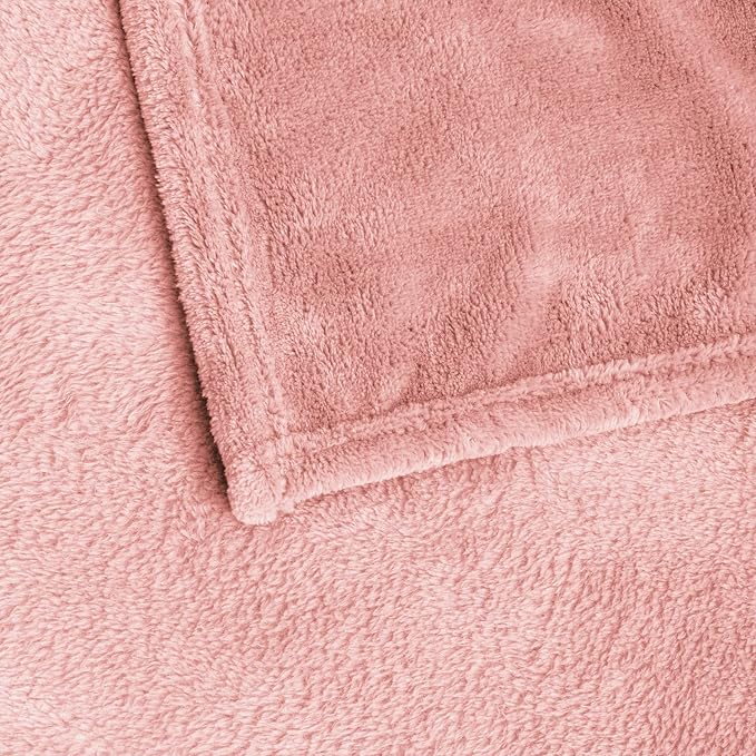 BEDELITE Fleece Blanket Soft Plush Queen Size Bed Blanket Pink 90"x90" | Ultra