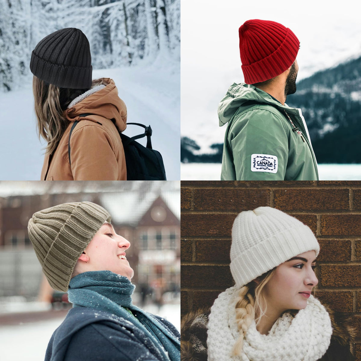 [Like New] NPQQUAN 2-Pack Khaki Knit Winter Beanies, Size S