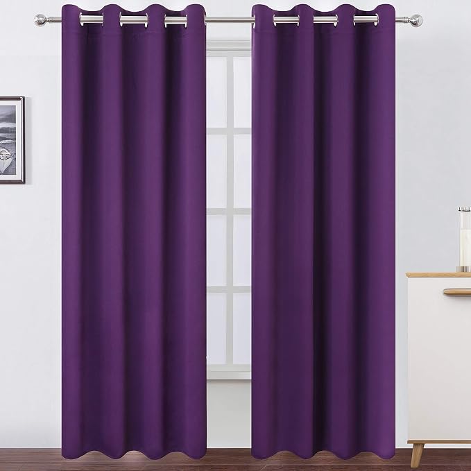 Blackout Curtains 66 x 95 inch/Purple Curtains Set of 2 Panels/Thermal