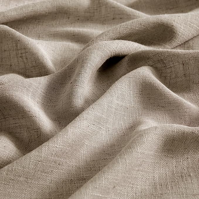 MIULEE Taupe Grey Linen Curtains 52x63 Inch Length 2 Panels