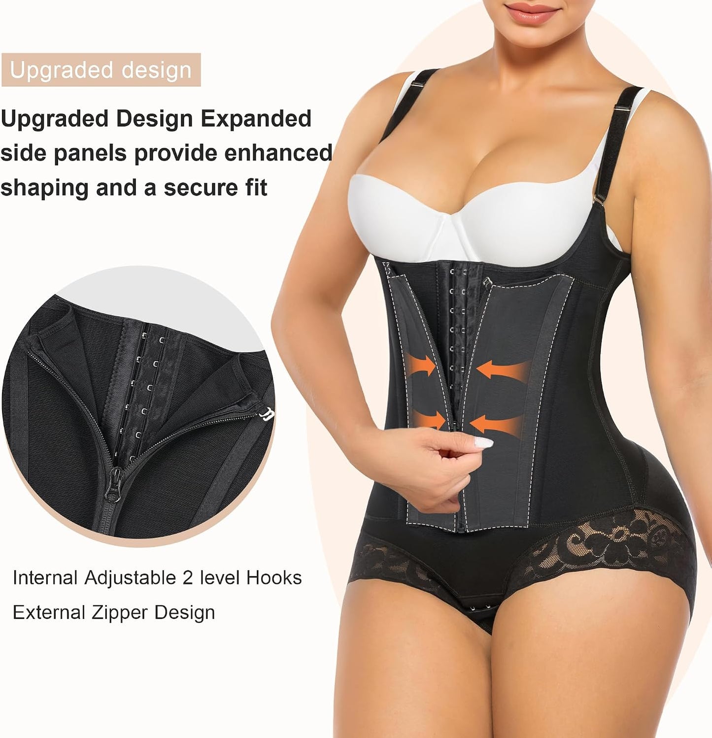 SHAPERX Women's Fajas Colombianas Tummy Control Shapewear Body Shaper with Steel Boned Support
