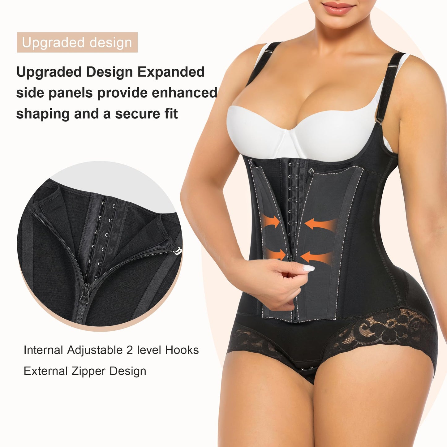 SHAPERX Women's Fajas Colombianas Tummy Control Shapewear Body Shaper with Steel Boned Support