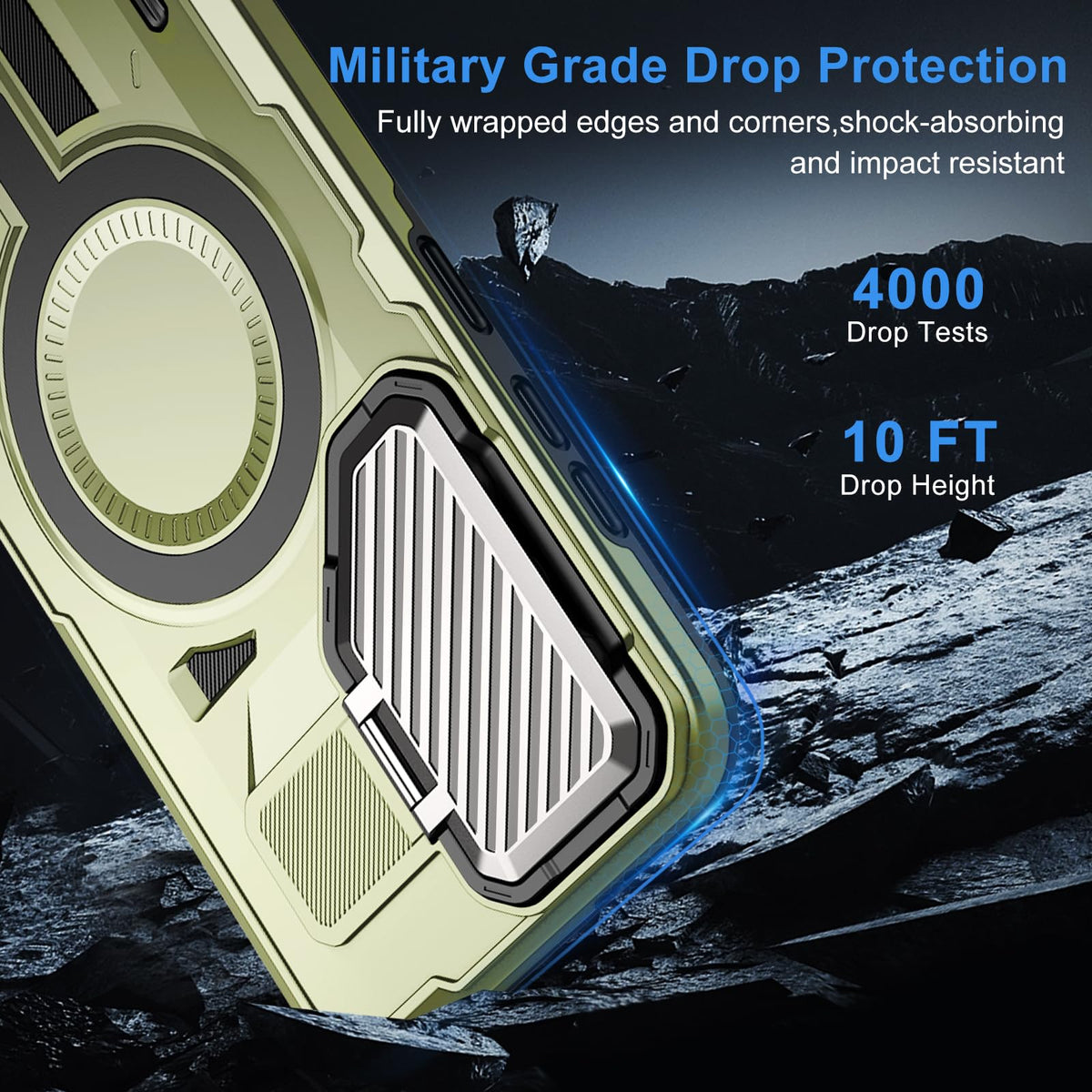 EMMPITU for Samsung Galaxy S24+ Plus Case, Compatible with Magsafe, Military Grade Phone Case with Kickstand, Built-in Camera Lens Protector Shockproof Magnetic Cover for Galaxy S24 Plus Case (Green)