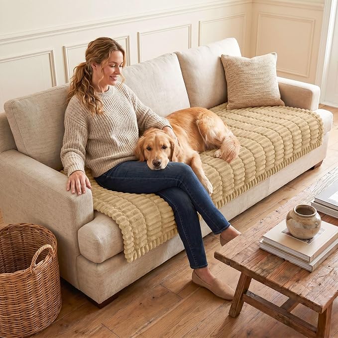 Couch Cover for Dogs, Washable Non Slip Plush Flannel Sofa Protector | Thick