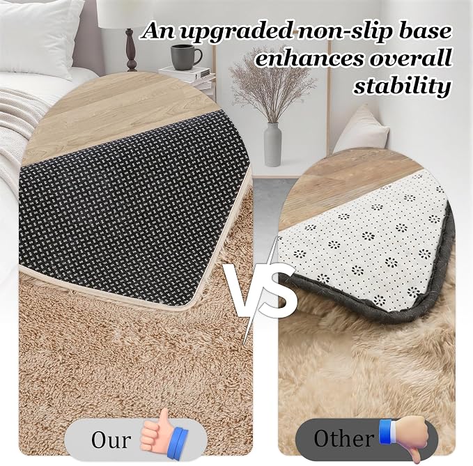 Area Rug Living Room Bedroom: 6x9 Fluffy Plush Shag Carpet Beige |