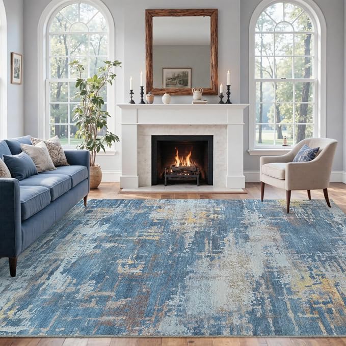 5x7 Ft Area Rugs for Living Room, Soft Non-Slip Washable Rugs Modern Abstract