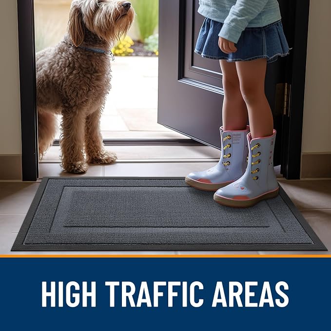 OLANLY Front Door Mat Outside 33x21, All-Season Heavy-Duty Rubber Doormat |