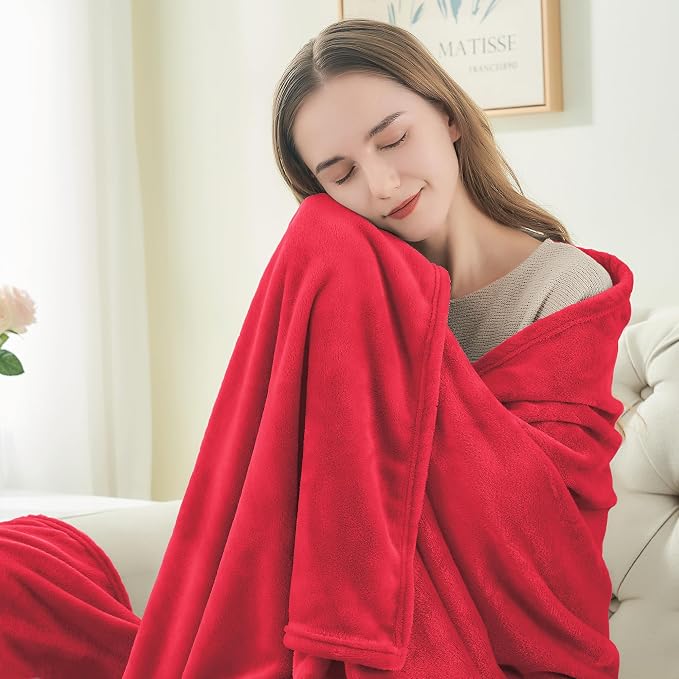 BEDELITE Fleece Blanket Soft Plush Full Bed Blanket Red 84"x90" | Ultra Soft
