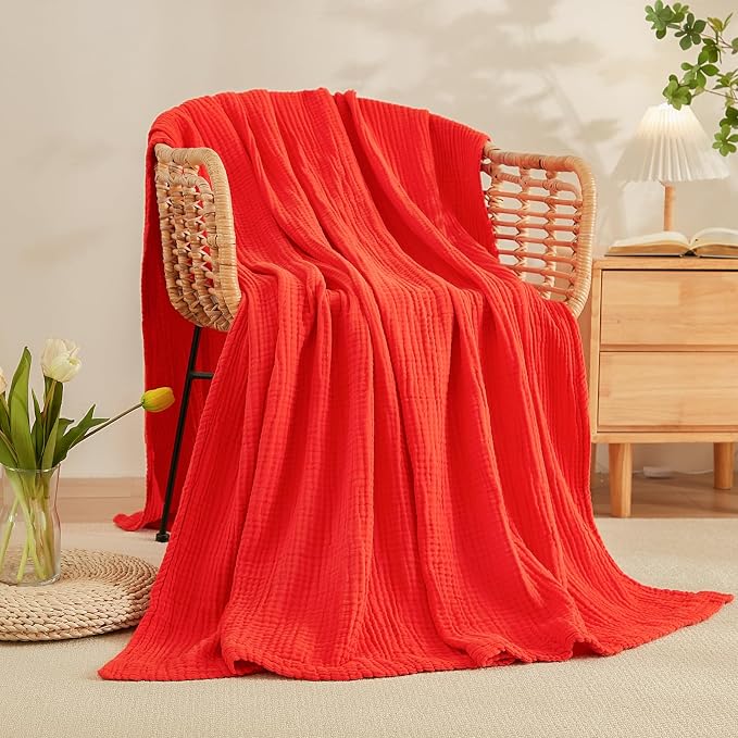 EMME Muslin Blankets for Adults Throw Blanket for Couch Breathable Gauze Soft