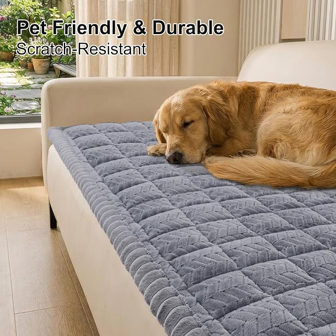 Smiry Couch Cover for Dogs, Non Slip Fuzzy Pet Sofa Covers Washable | Sofa