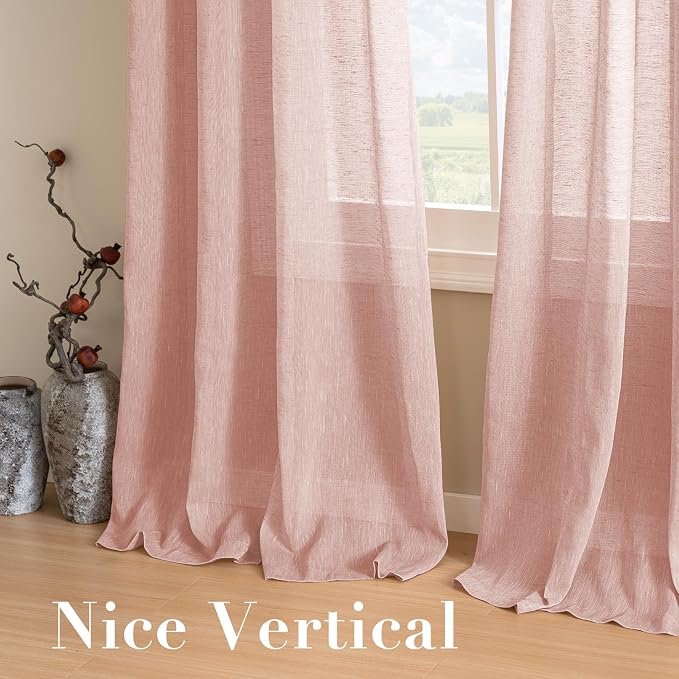 H.VERSAILTEX Linen Curtains 90 inches Long Linen Curtains/Natural Linen Blended