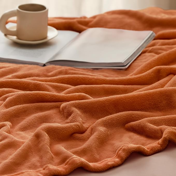 Bedsure GentleSoft Orange Fleece Blanket King Size