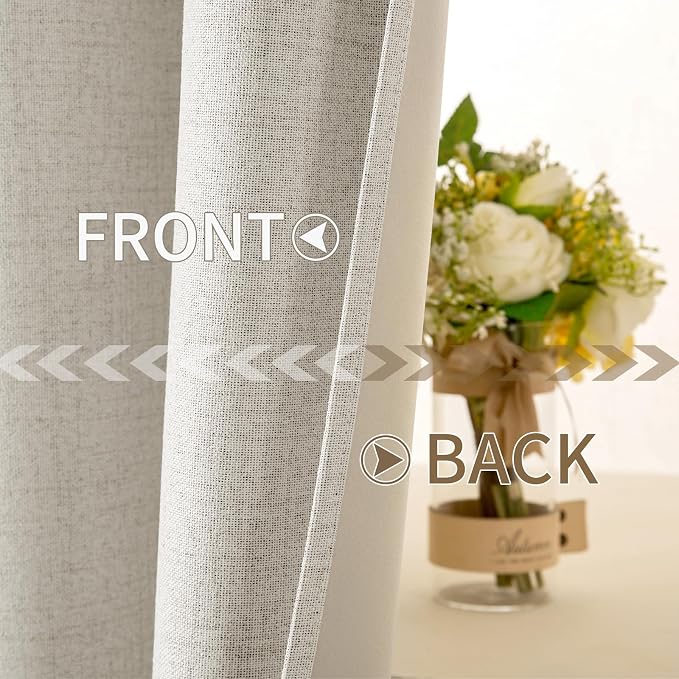 MIULEE 100% Blackout Linen Curtains