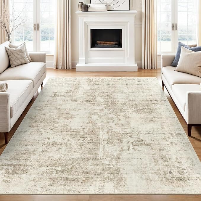 Soalmost 10x14 Area Rugs for Living Room Washable Rug Abstract Beige/Gray |