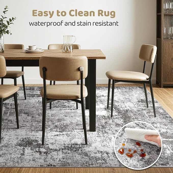 LOONGRUG 10x14 Area Rugs Washable Large Neutral Modern Living Room Rug |