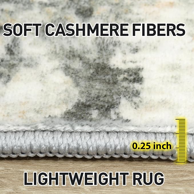 6x9 Area Rugs for Living Room: Washable Abstract Grey Brown Badroom Carpet |