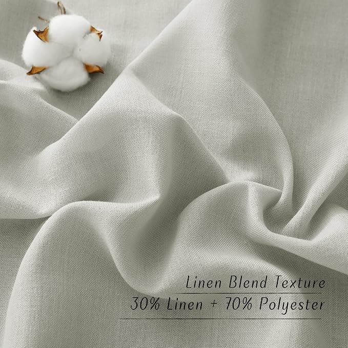 NICETOWN Linen Curtains for Windows 90 inch Long, Grommet Semi Sheer Vertical