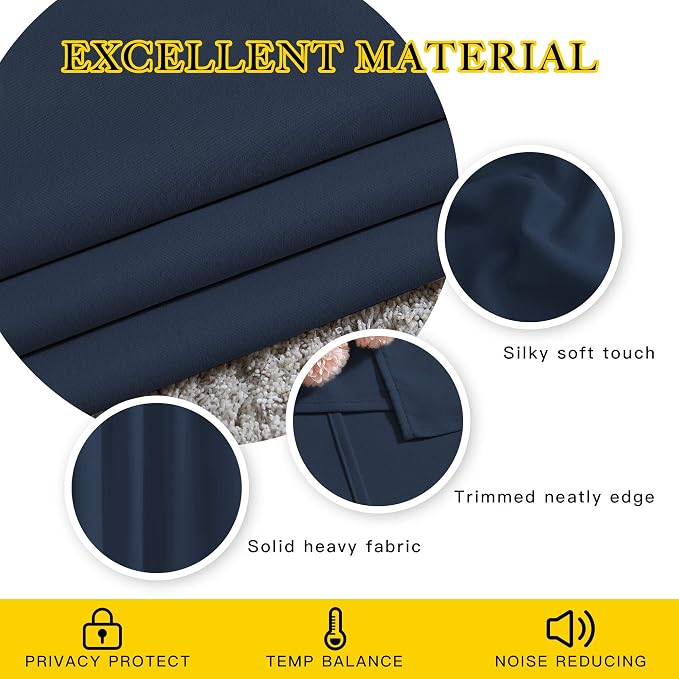 NICETOWN Navy Blue Blackout Curtains, Grommet Thermal Insulated Window Drapes