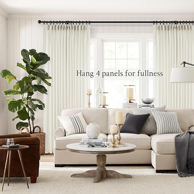 Topfinel 120 Inch Curtains 2 Panels Set, Two Packs Pinch Pleat Back Tab Linen