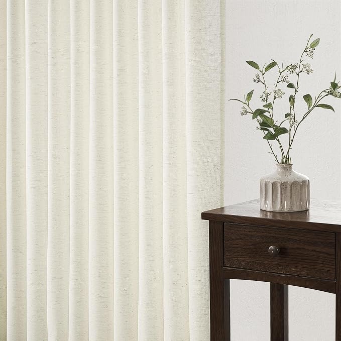 Topfinel 120 Inch Curtains 2 Panels Set, Two Packs Pinch Pleat Back Tab Linen