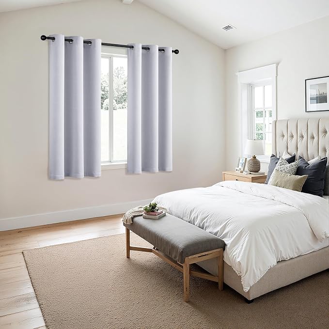 MIULEE Blackout Curtains for Bedroom 2 Panels 40x45 Inch Long Greyish White |