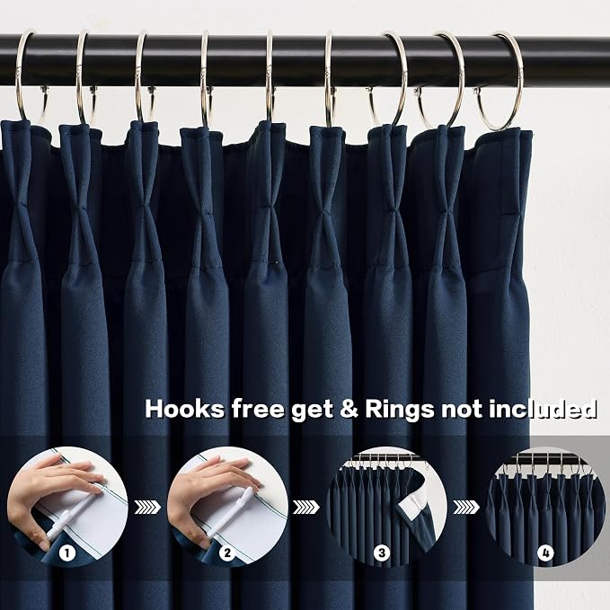 Navy Blackout Curtains 72 Wide x 105 inch Long 2 Panels