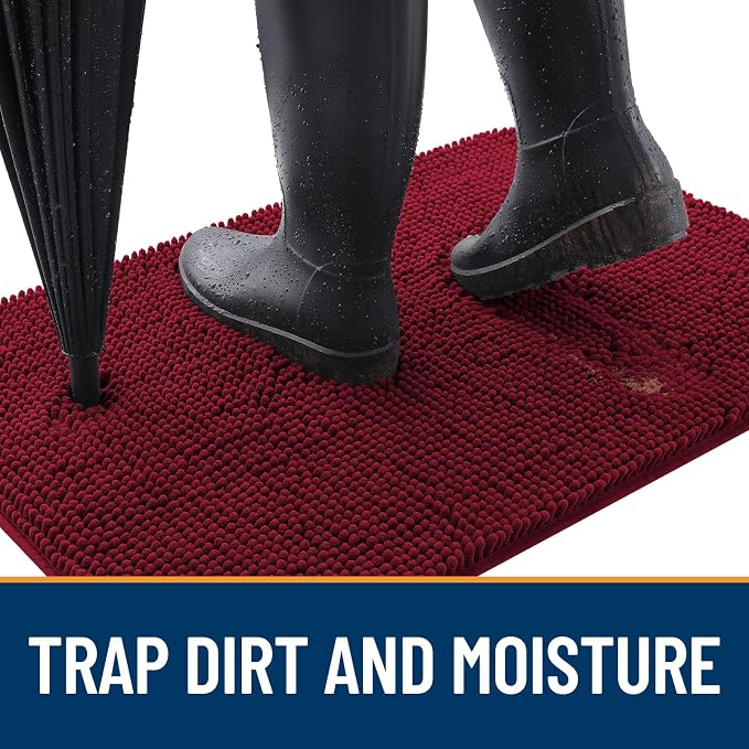 OLANLY Dog Door Mat for Muddy Paws 40x32, Super Absorbent Chenille Mud Mat |