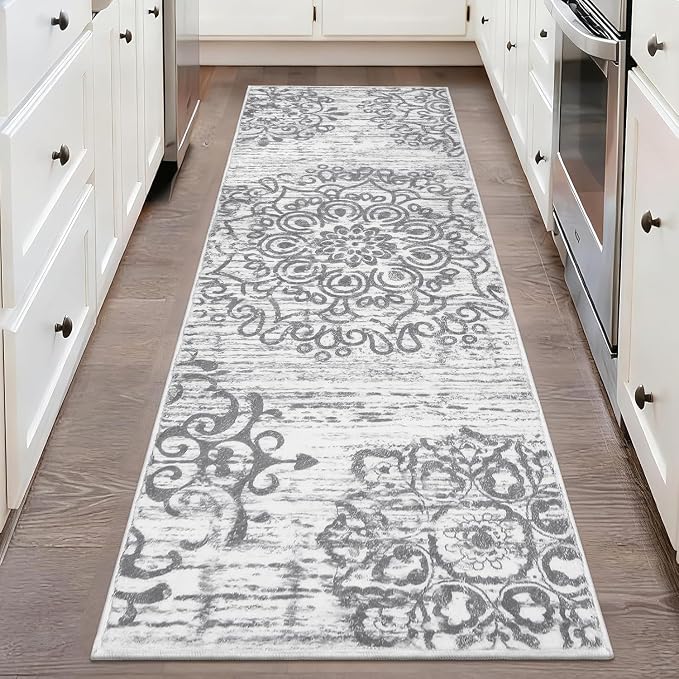 HEBE Hallway Runner Rug 2'x5', Washable Non Slip Kitchen Rug Runner | Soft Boho