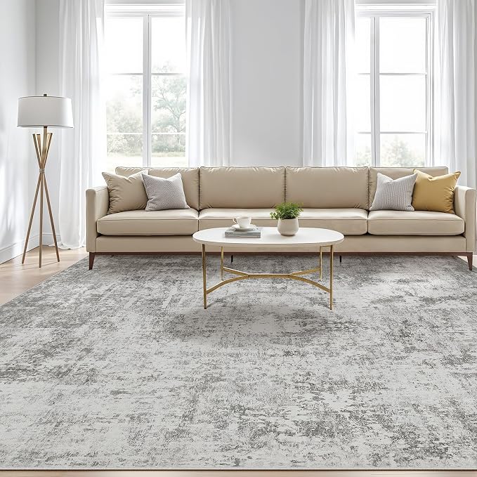 LOONGRUG 10x14 Area Rugs Washable Large Neutral Modern Living Room Rug |