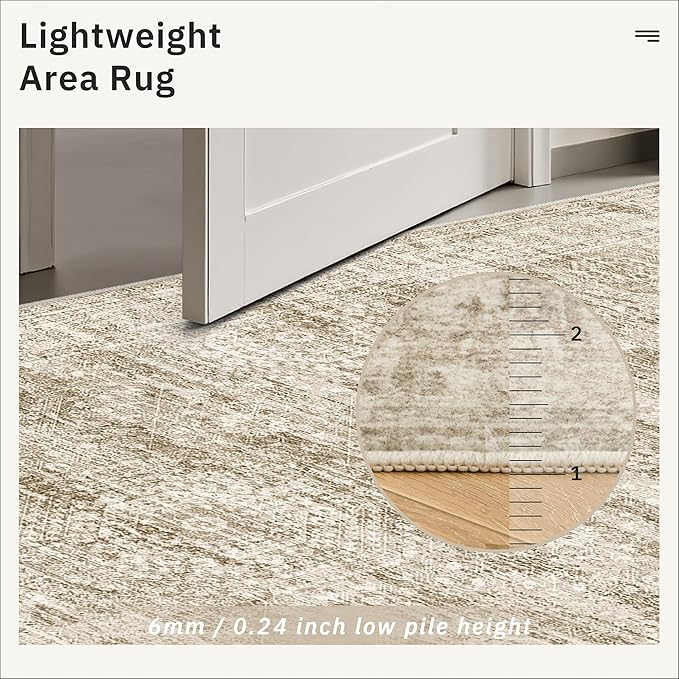Soalmost 10x14 Area Rugs for Living Room Washable Rug Non-Slip Brown | Large