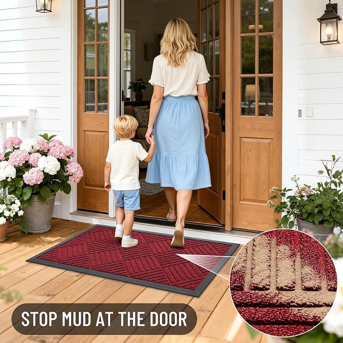 OLANLY Front Door Mat Outside Entrance 47x32, Waterproof Heavy-Duty Doormat |