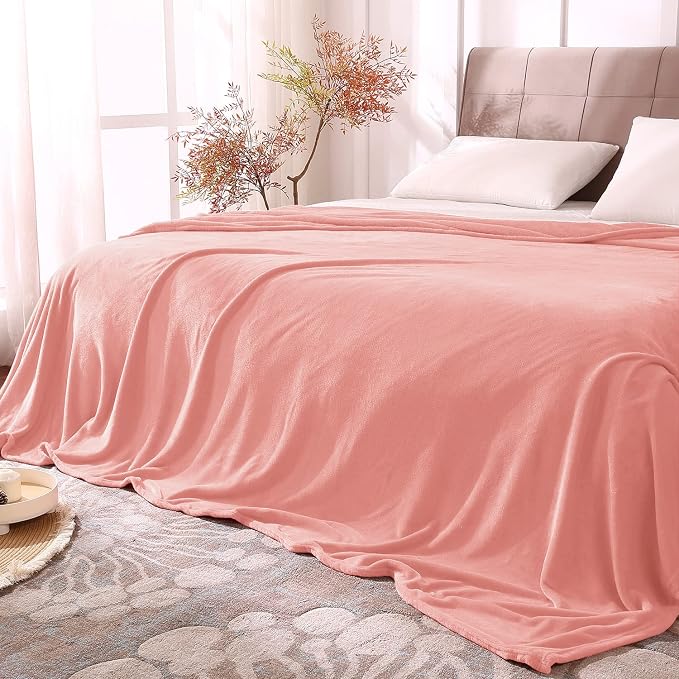 BEDELITE Fleece Blanket Soft Plush Queen Size Bed Blanket Pink 90"x90" | Ultra